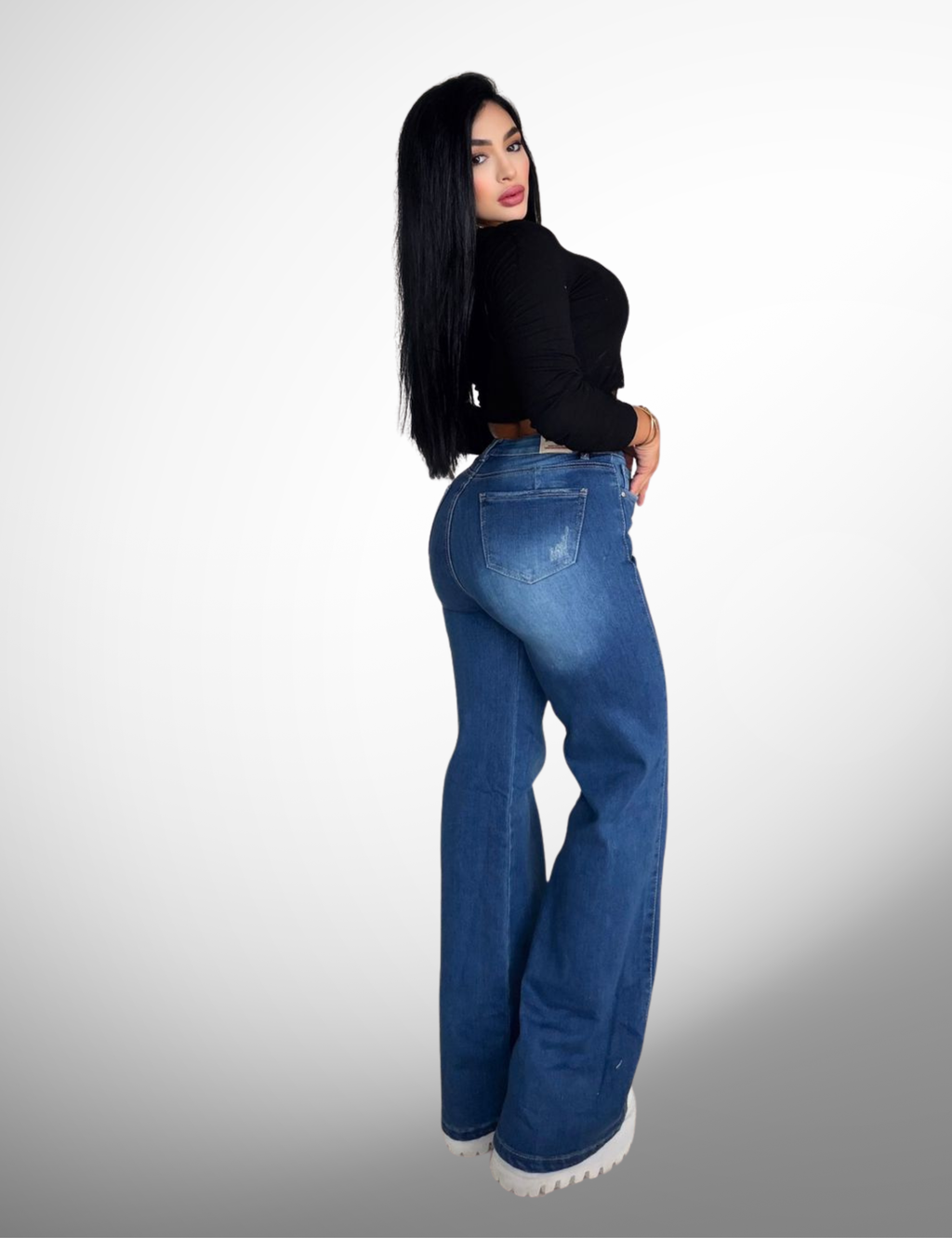 Jeans licrado con faja - s