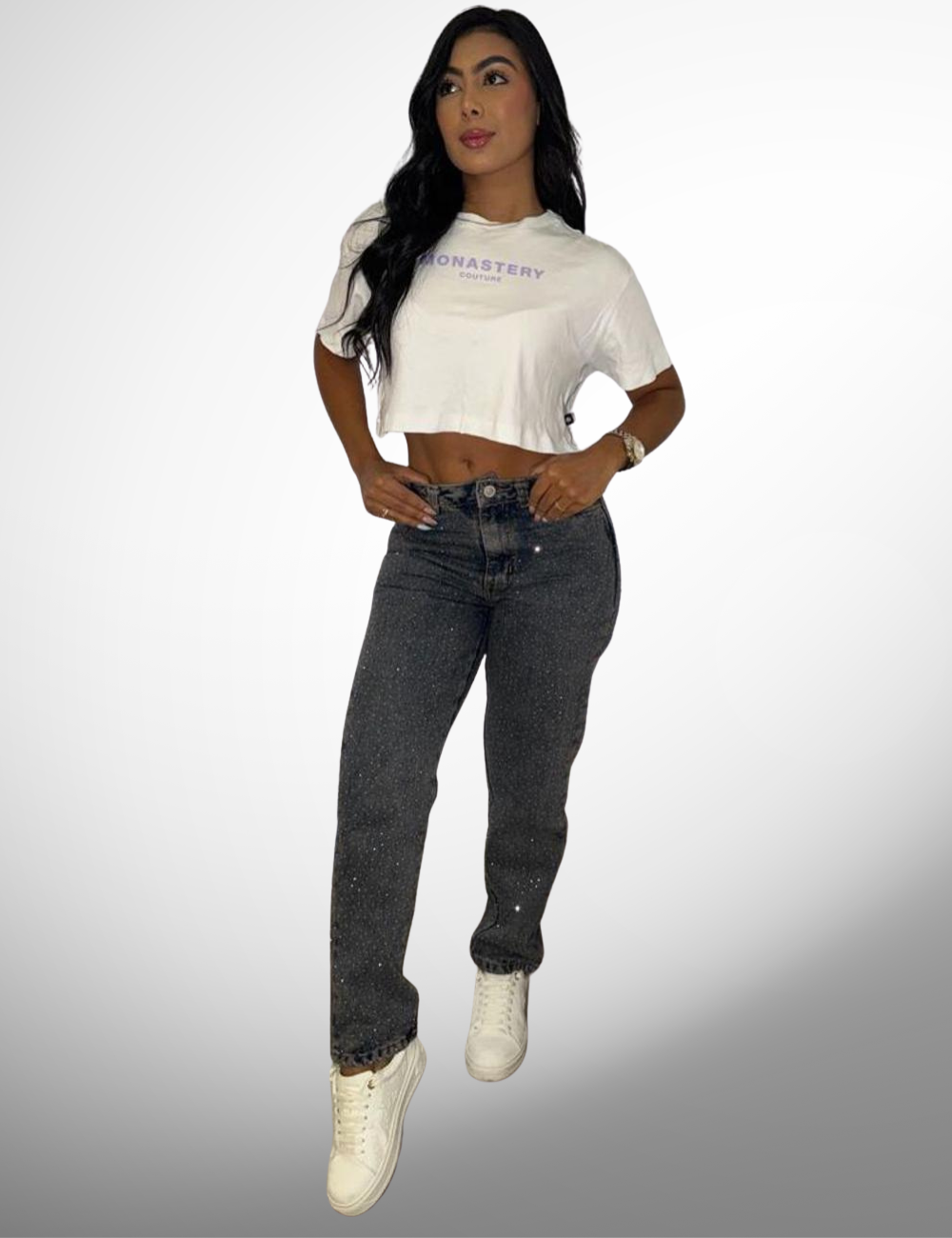 Boyfriend tipo europeo rígido con pedrería