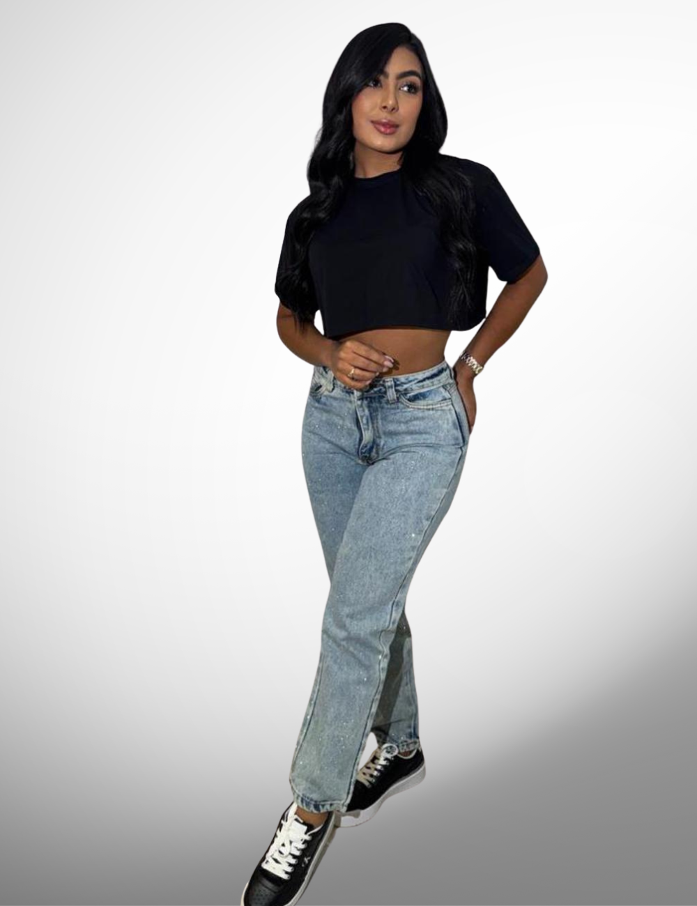 Boyfriend tipo europeo rígido con pedrería