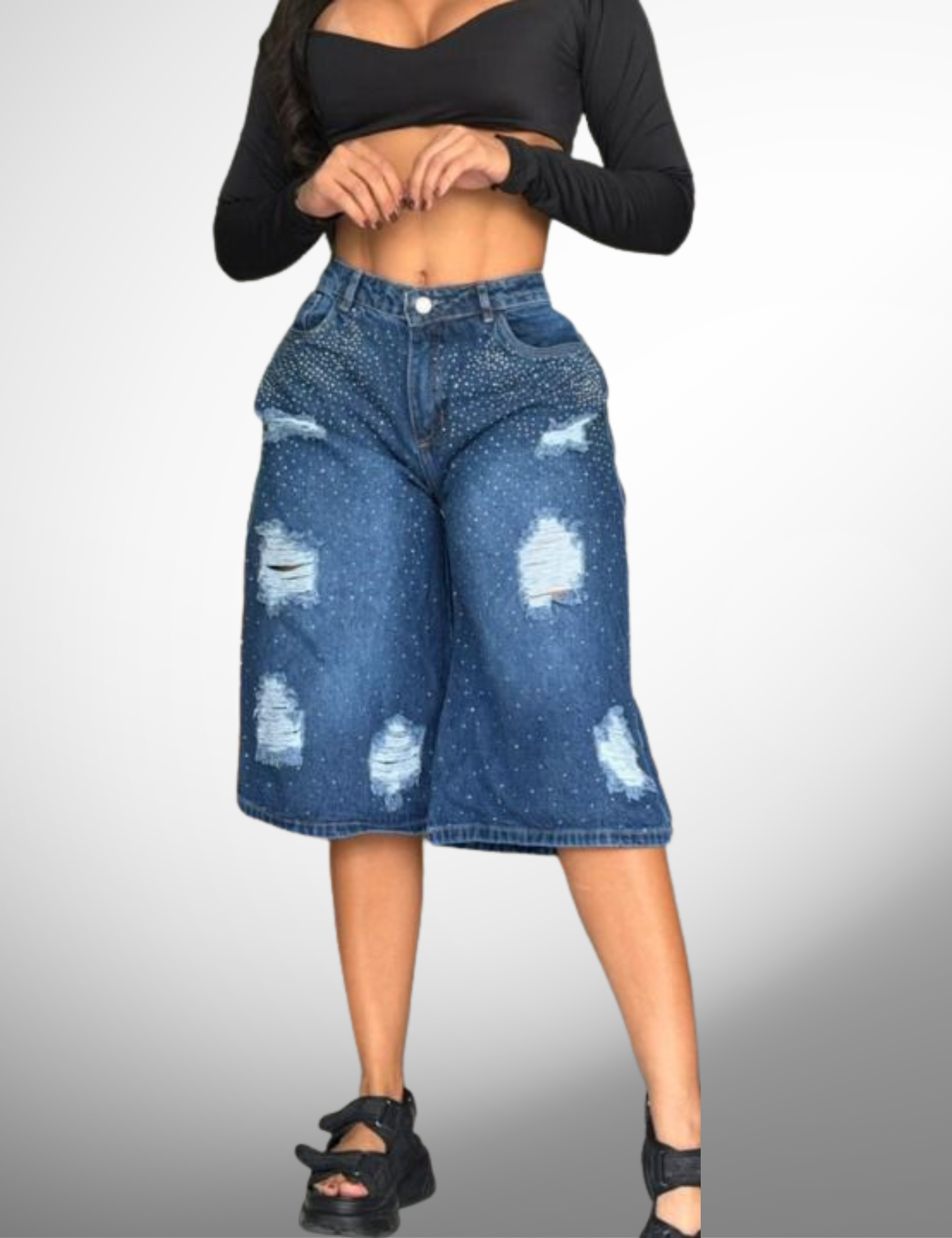 Bermuda rígida con pedrería - 67209