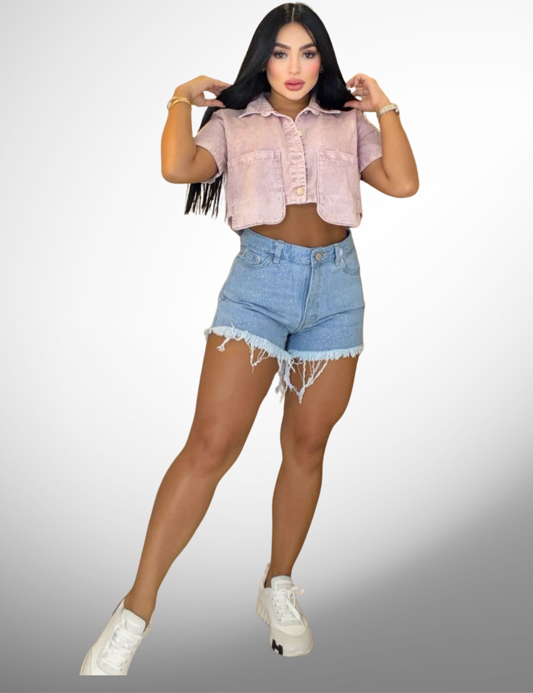 Short rigido con pedrería -