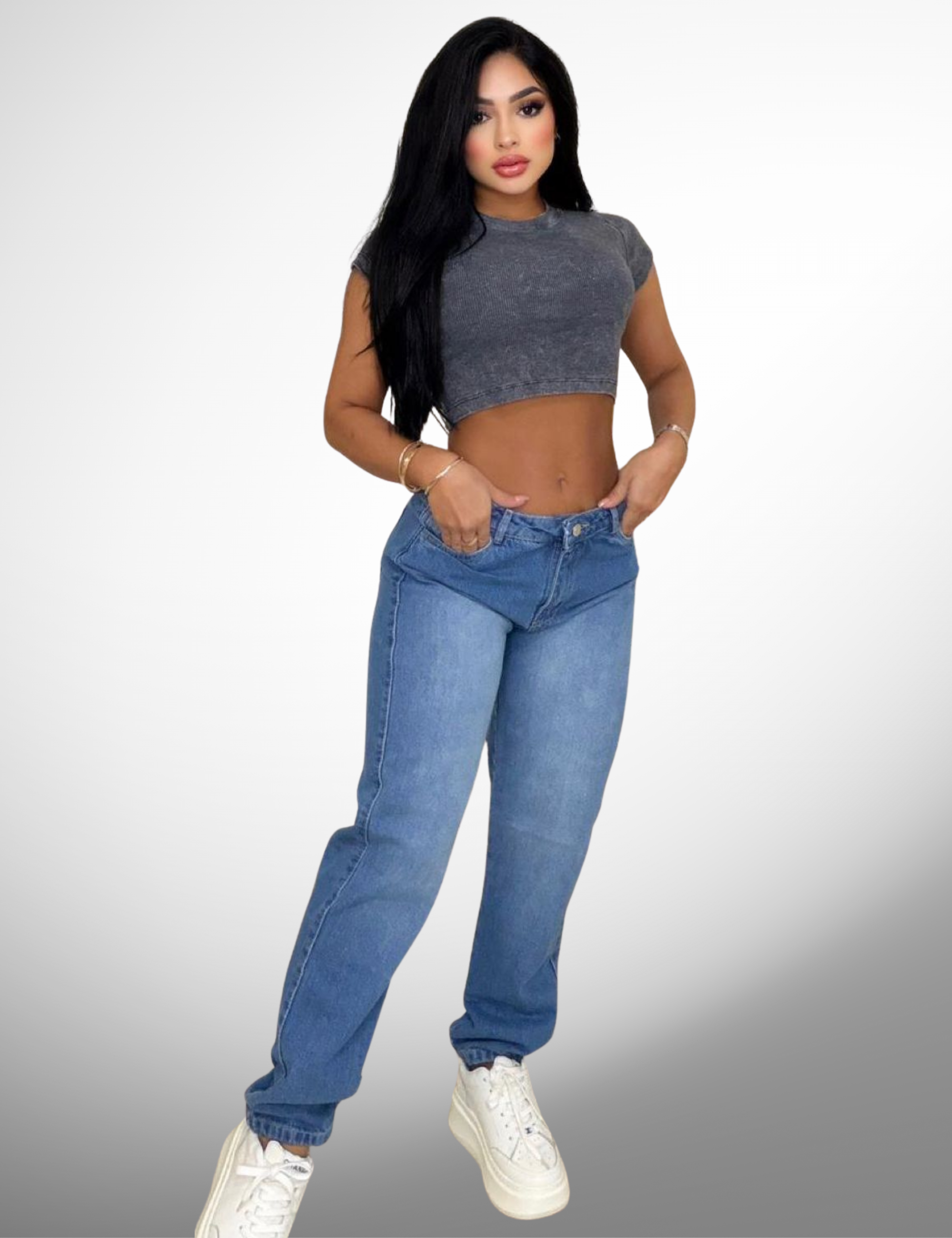 Boyfriend rigido tipo europeo con pedrería - 62123