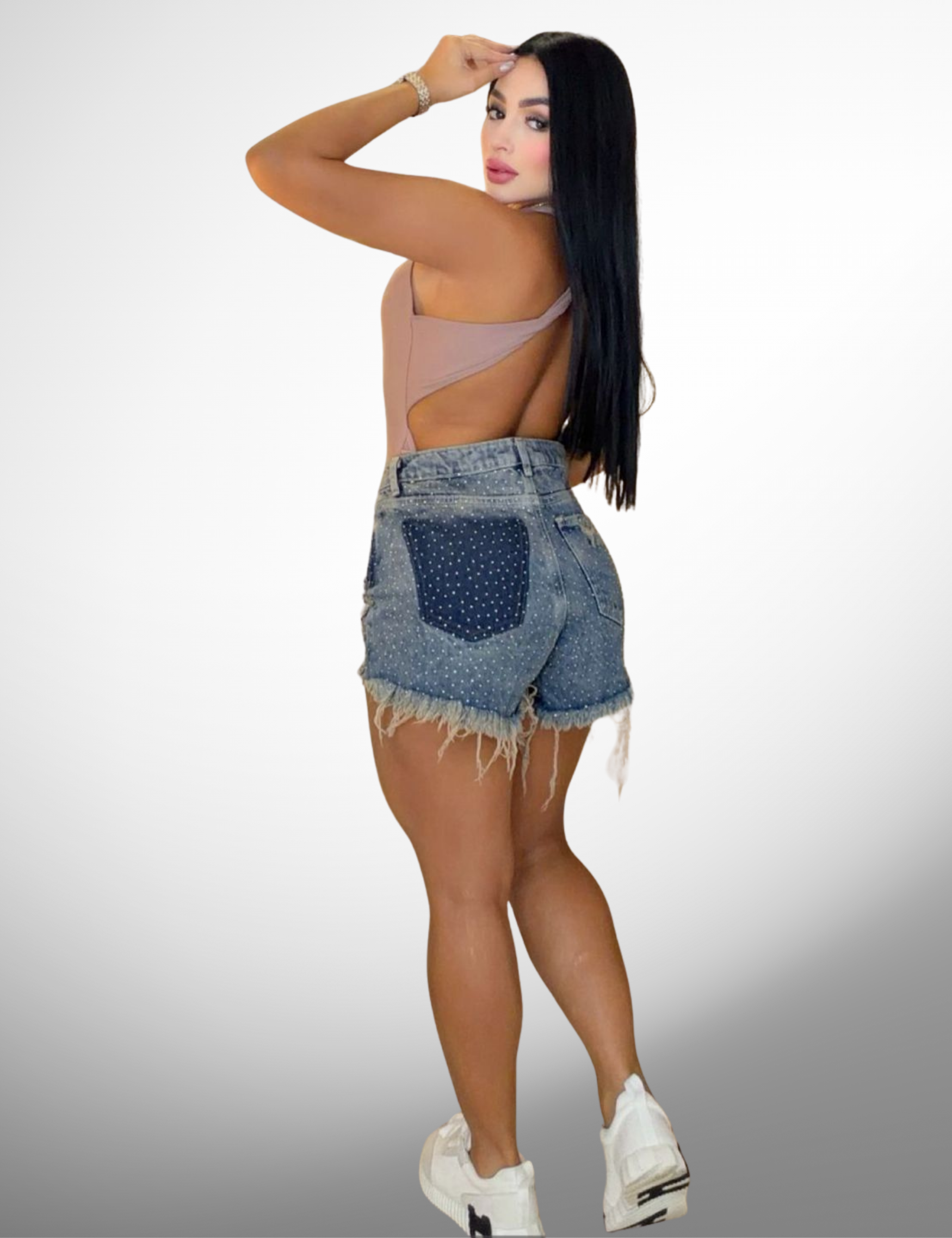 Short rigido con pedrería -