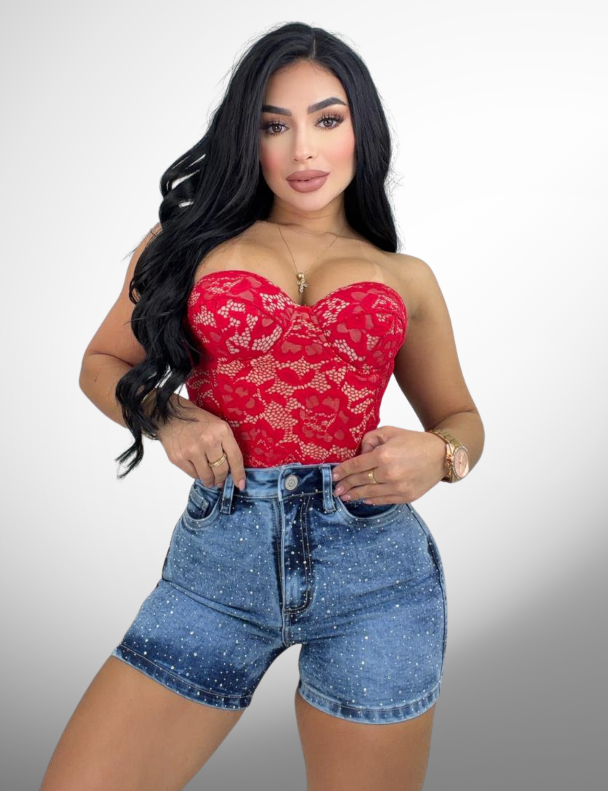 Short rigido con pedrería  -