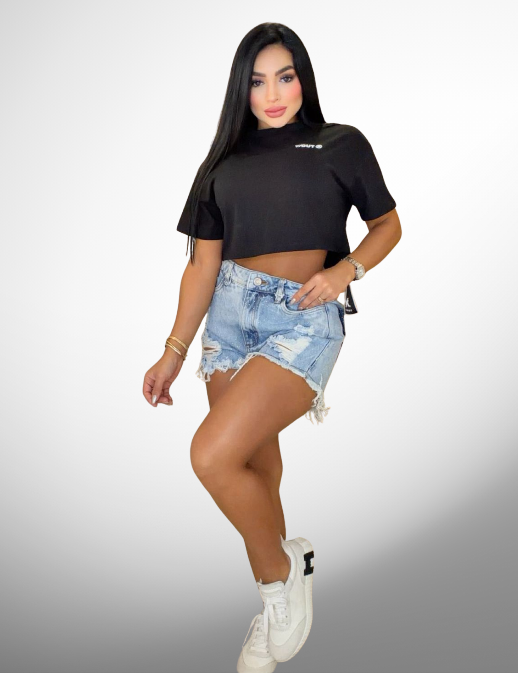 Short rigido con pedrería -