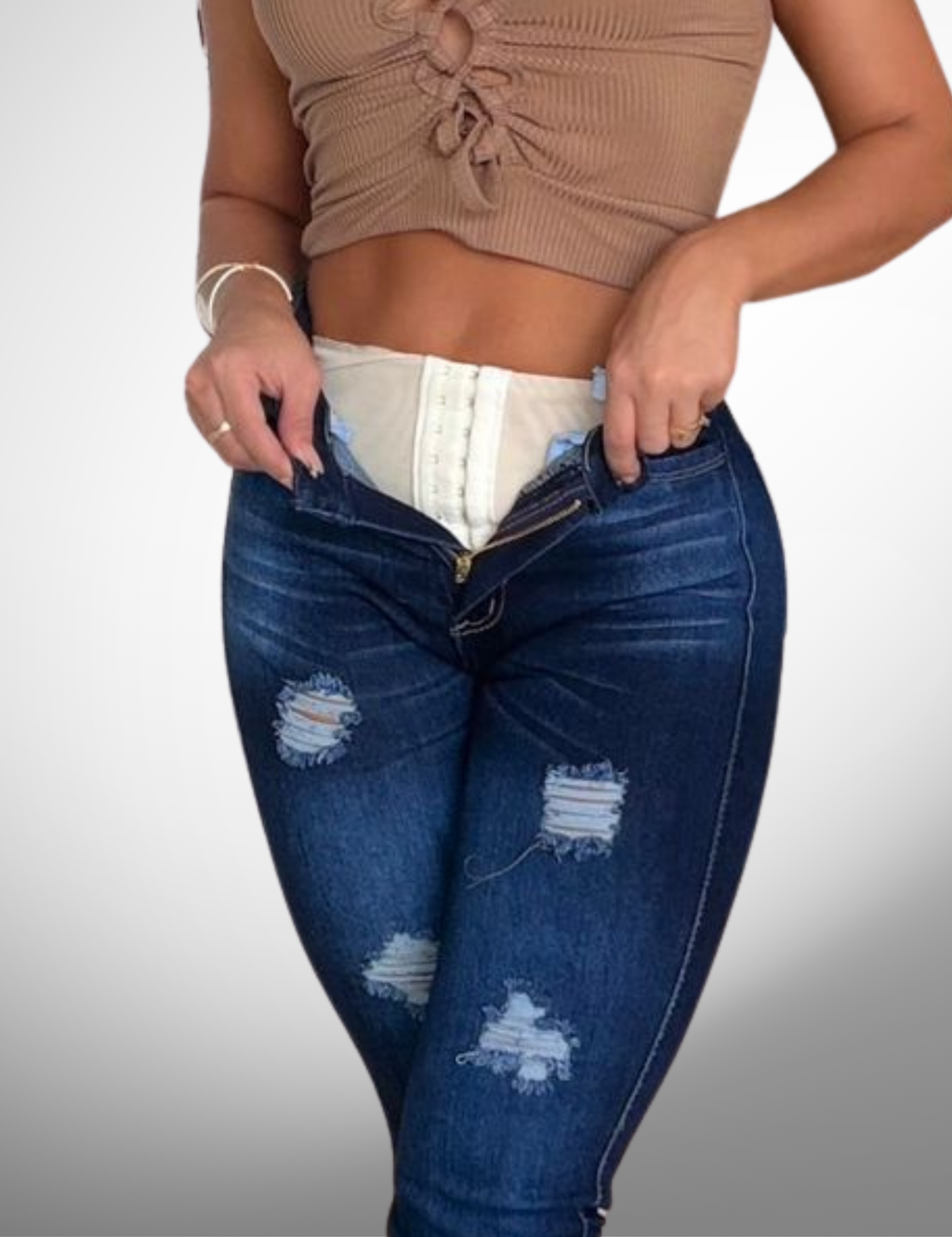 Skinny licrado con faja - s61064-1f