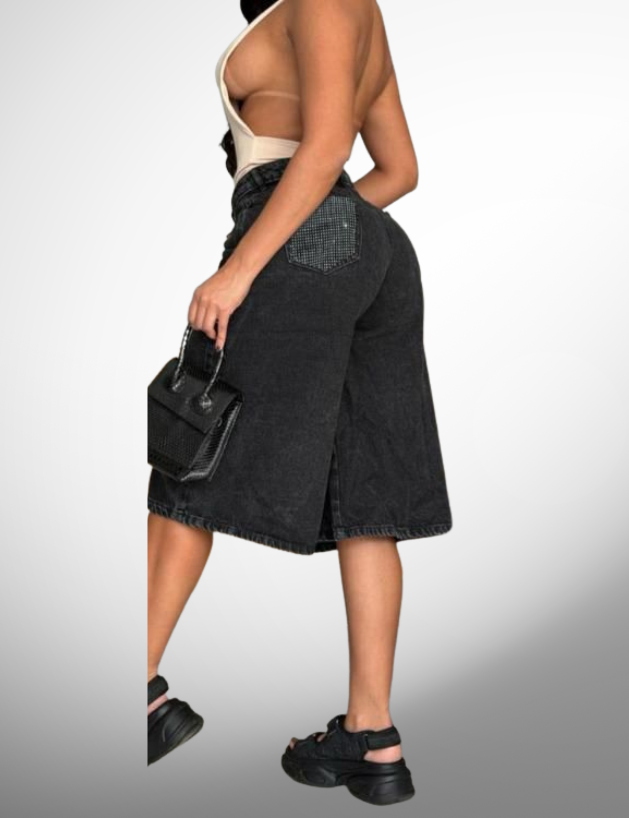 Bermuda rígida con pedrería - 67226-1