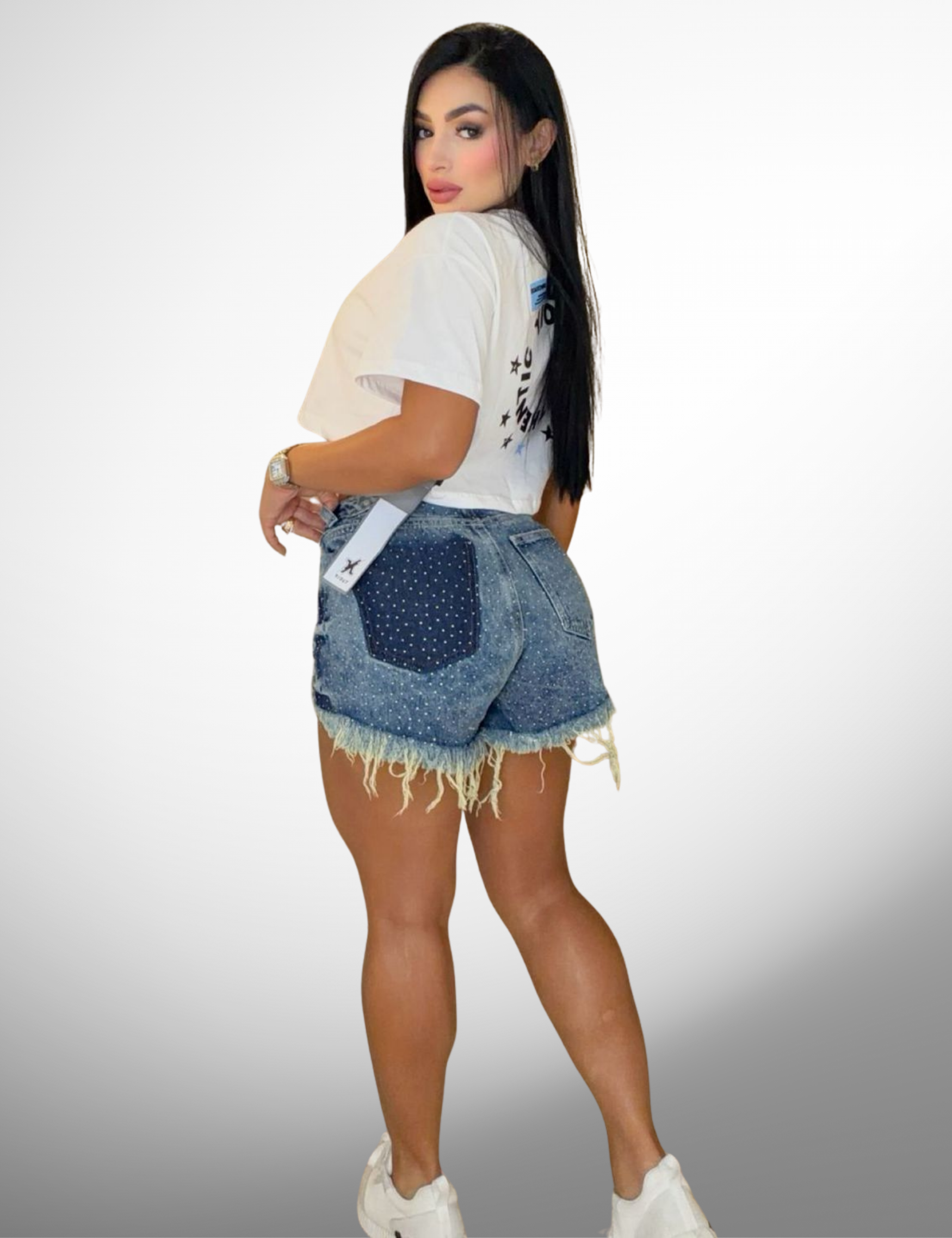 Short rigido con pedrería -