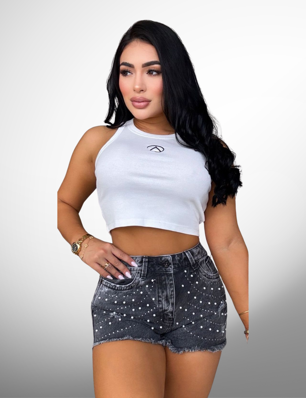 Short rígido con pedrería