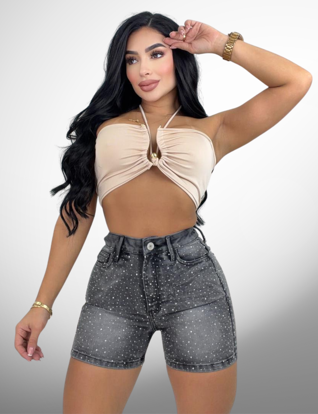 Short rigido con pedrería  -