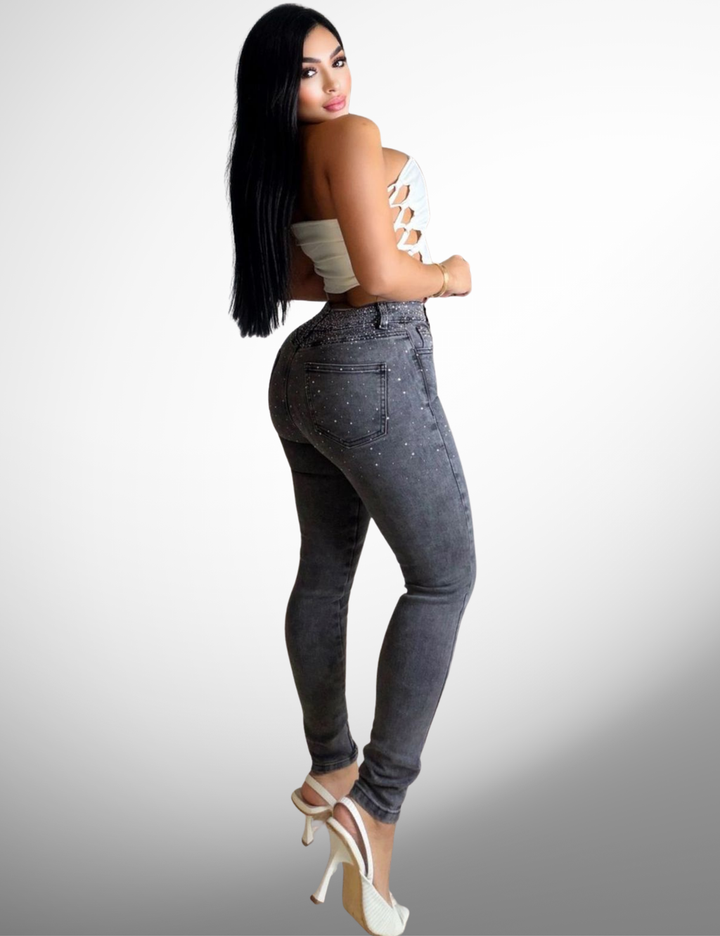 Skinny licrado con pedrería - LA&J
