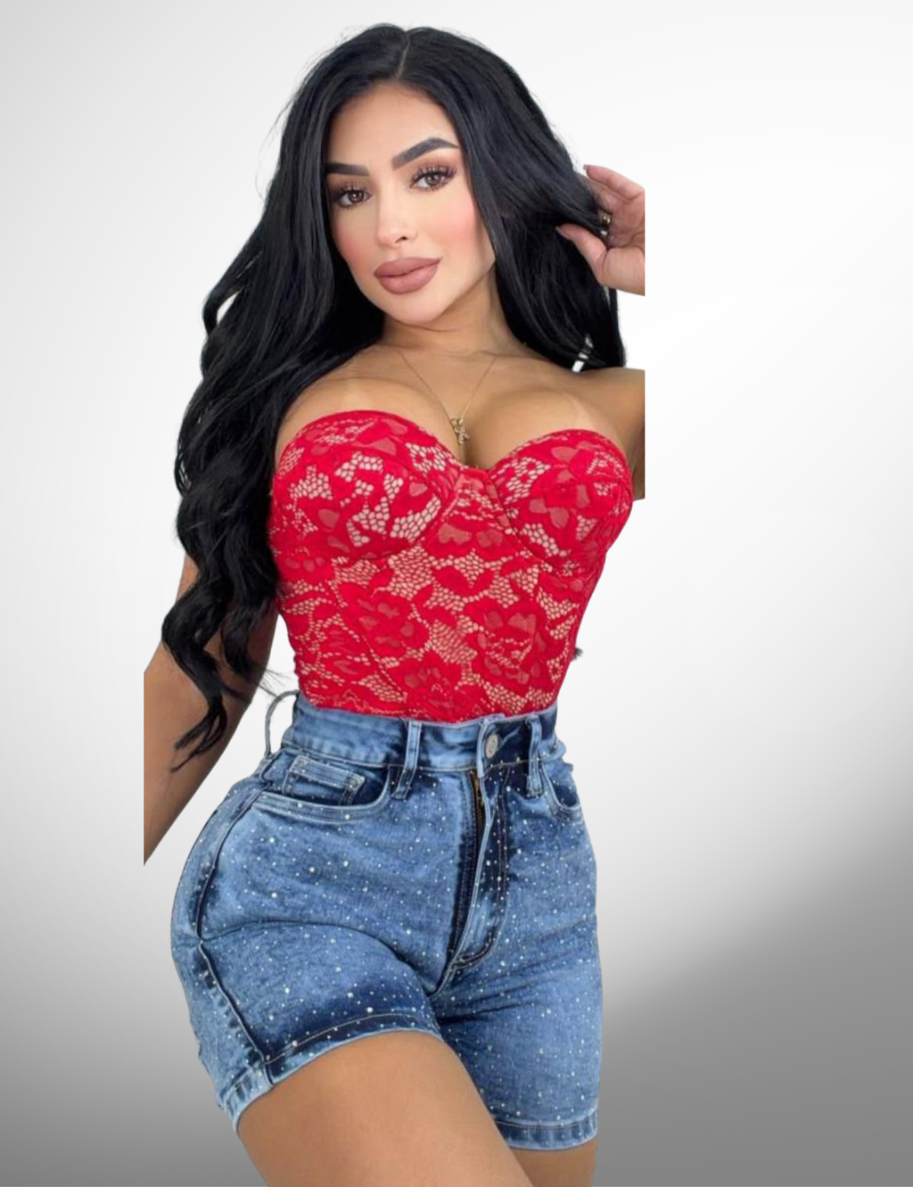 Short licrado con pedrería -