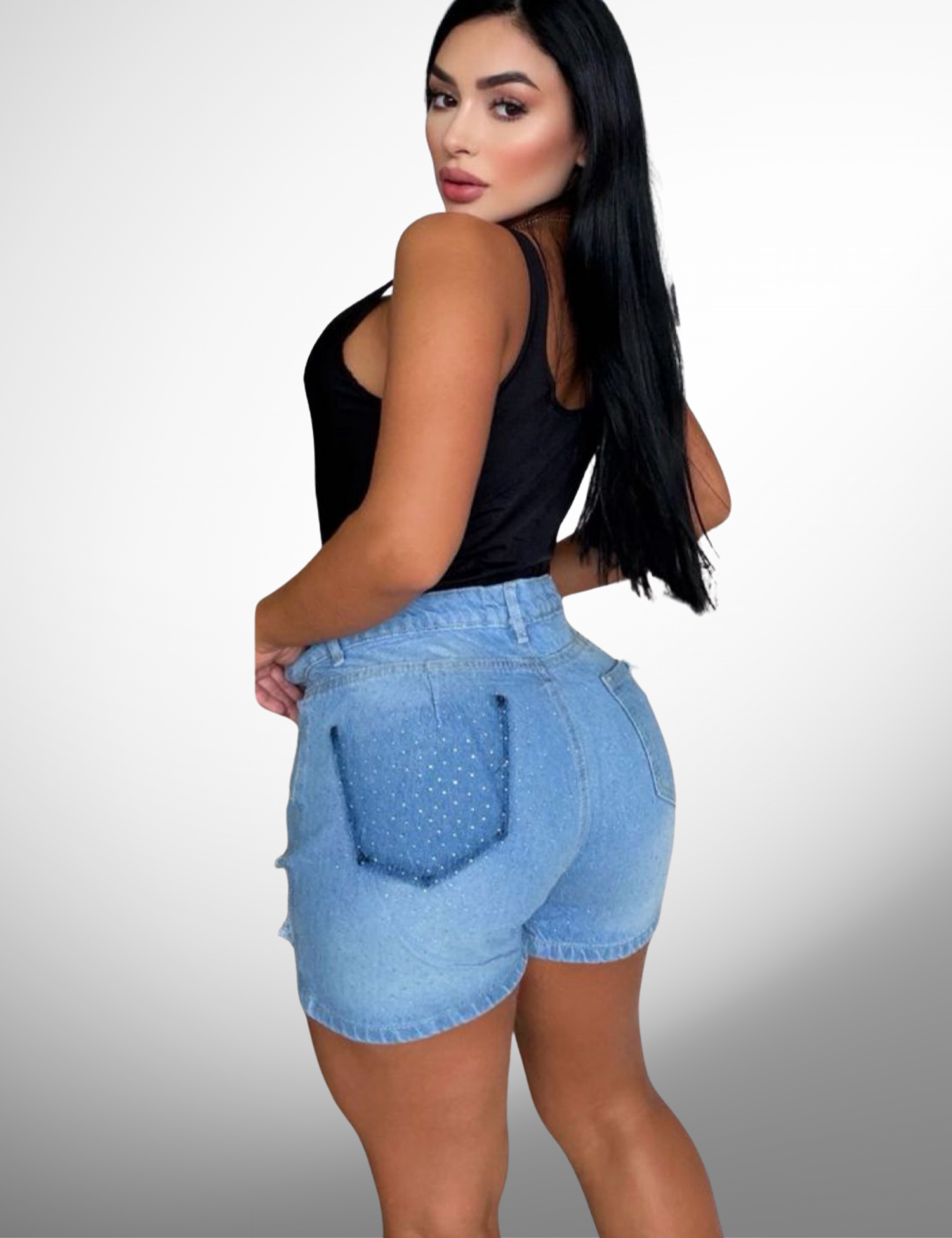 Short rigido con pedrería tipo europeo - 65023-2