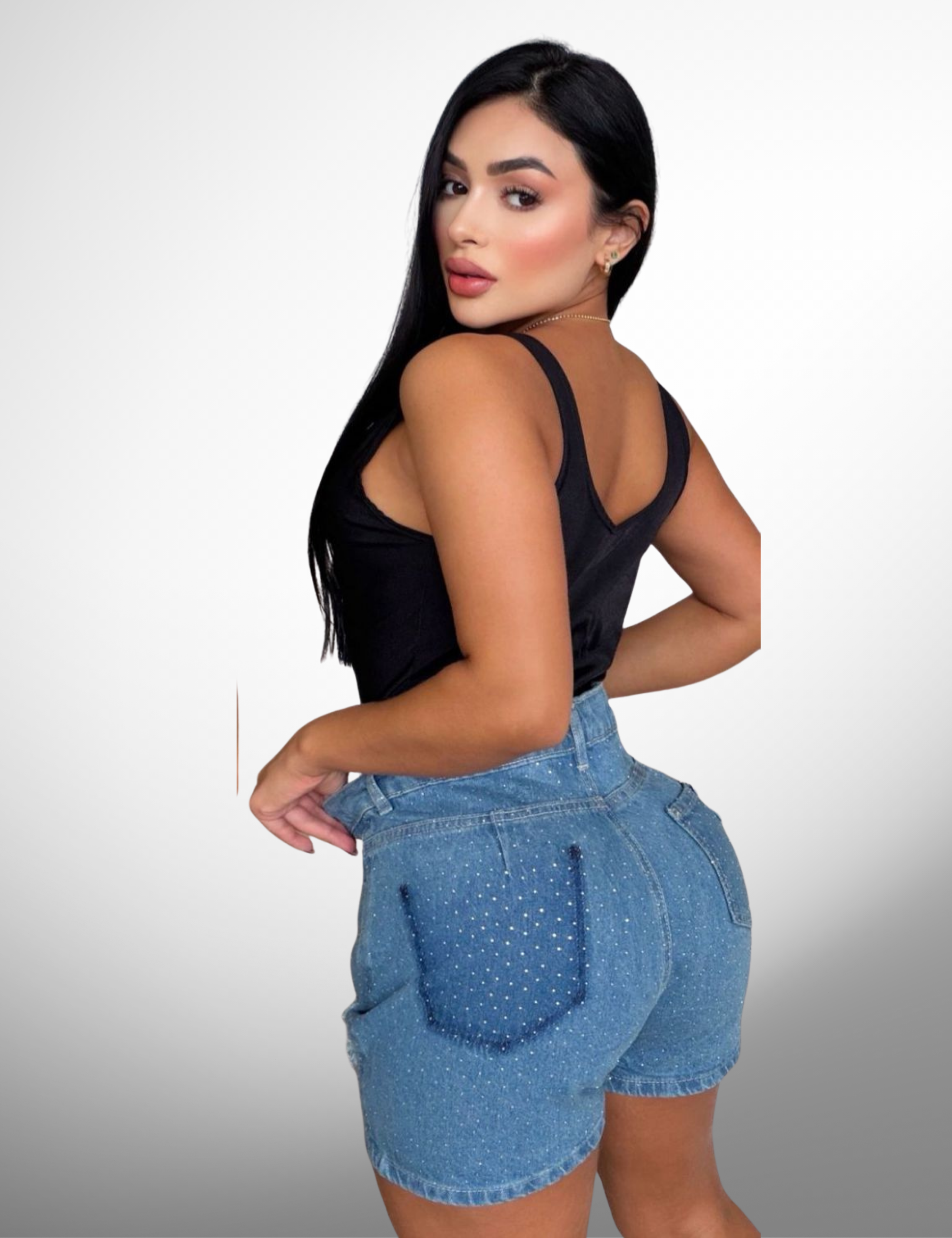 Short rigido con pedrería tipo europeo - 65023-1