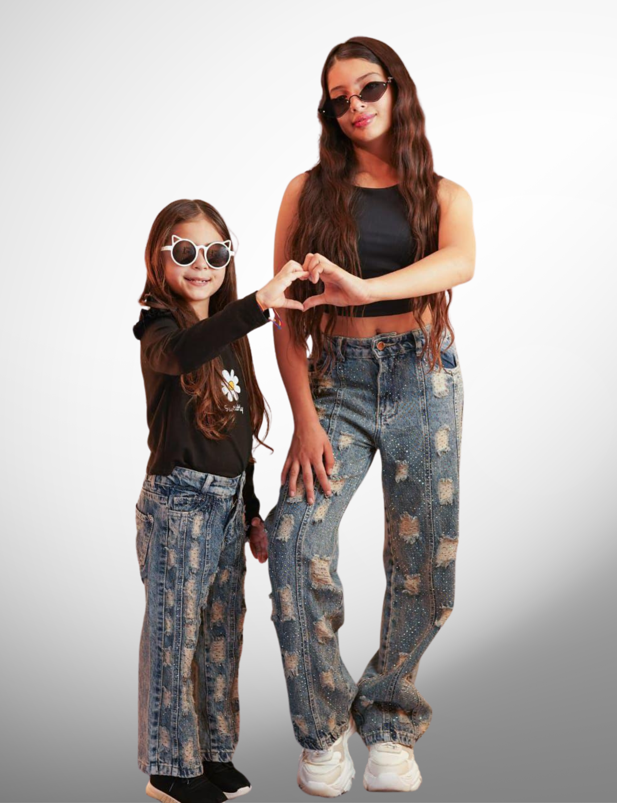 Jeans palazzo niñas con pedrería